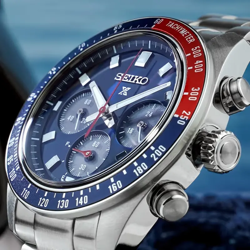 Seiko Prospex Speedtimer Solar Blue Dial Pepsi Bezel Men's Watch- SSC913P1